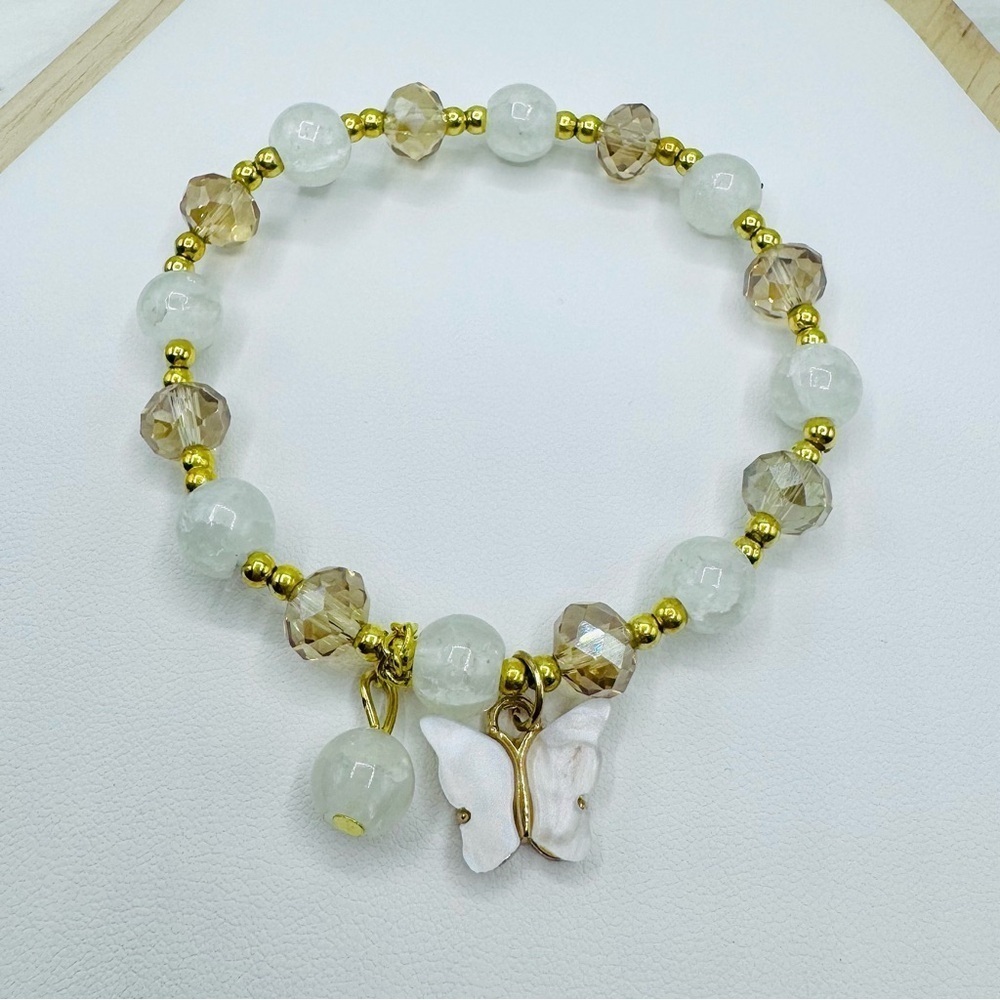White Butterfly Beaded Bracelet
